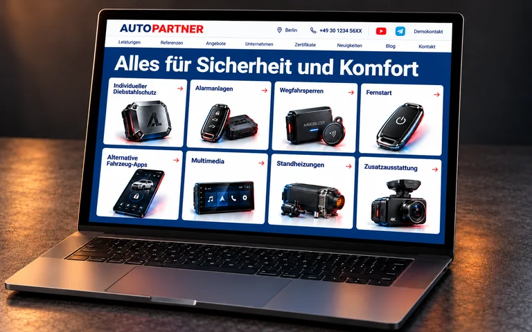 Die Leistungskarten von AutoPartner auf einem Laptop