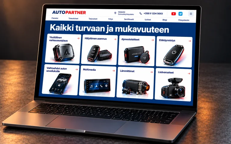 AutoPartnerin palvelukortit kannettavan tietokoneen näytöllä