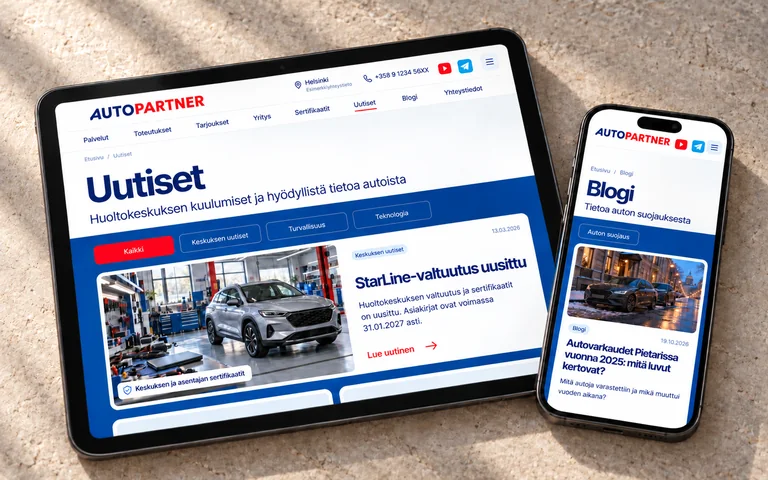 AutoPartnerin uutiset tabletissa ja blogi älypuhelimessa
