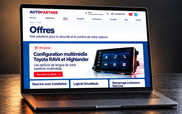 Les offres AutoPartner et la configuration multimédia Toyota sur un ordinateur portable
