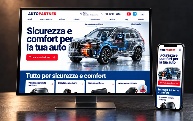 Homepage AutoPartner su monitor e smartphone