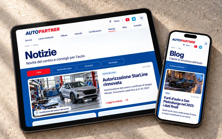 Notizie AutoPartner su tablet e blog su smartphone