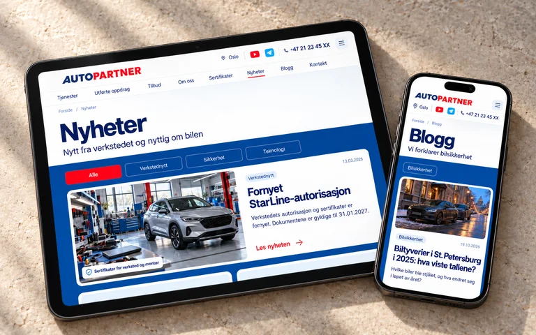 Nyheter fra AutoPartner på nettbrett og bloggen på smarttelefon