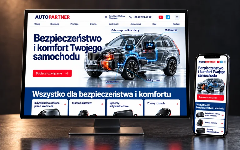 Strona główna AutoPartner na monitorze i smartfonie