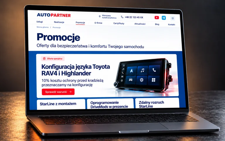 Promocje AutoPartner i konfiguracja multimediów Toyoty na laptopie