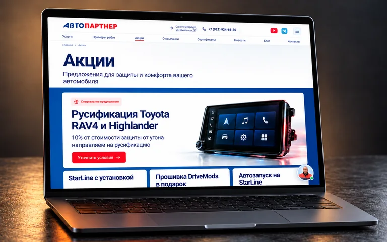 Акции АвтоПартнер и предложение по русификации Toyota на ноутбуке
