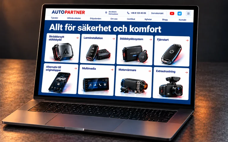 AutoPartners tjänstekort på en bärbar dator